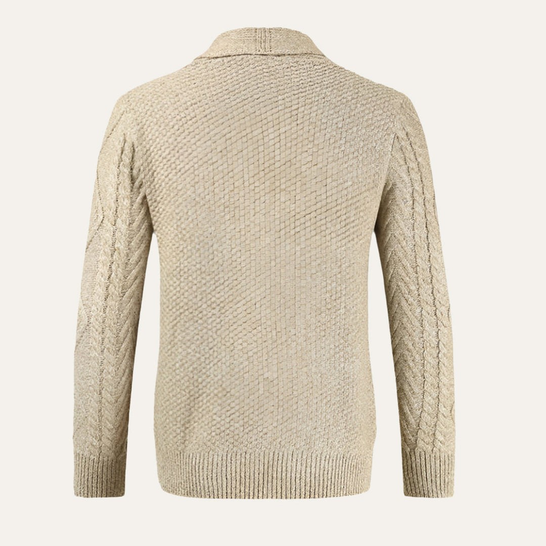 Men's Cashmere Cardigan with Button Front and Side Pockets