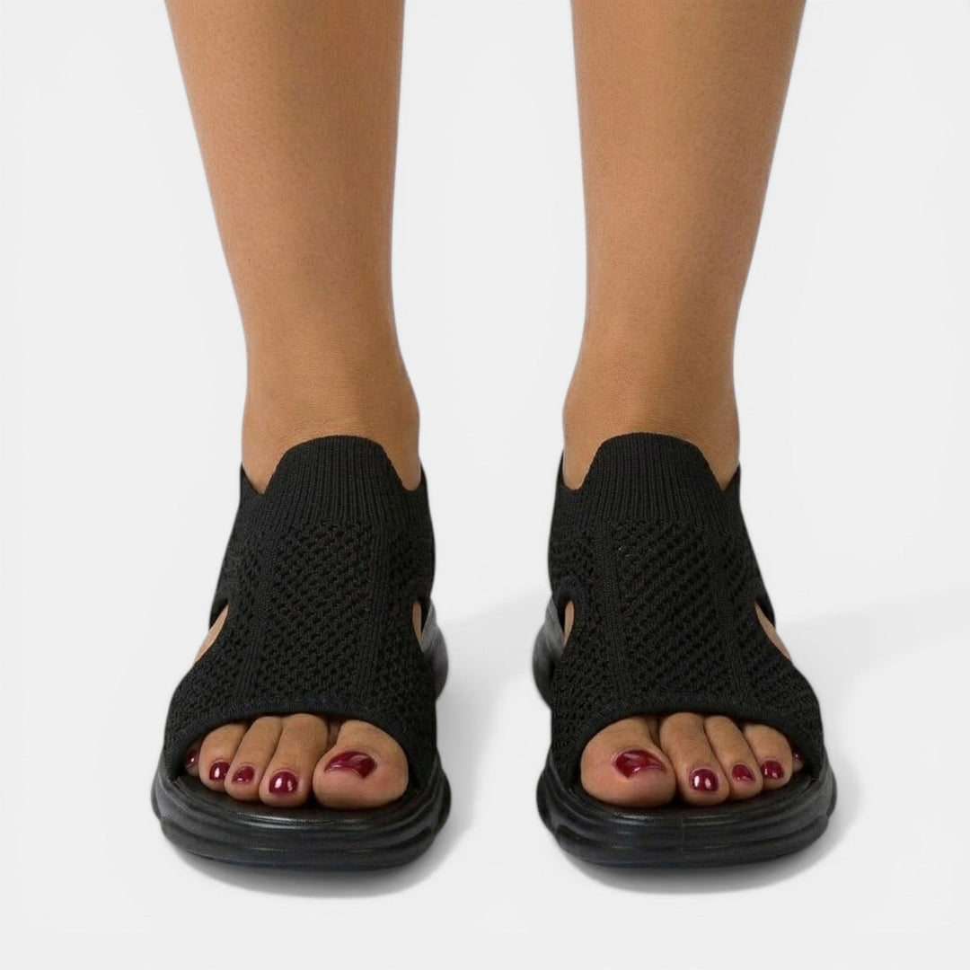 Women's Knitted Platform Sandals with Open Toe