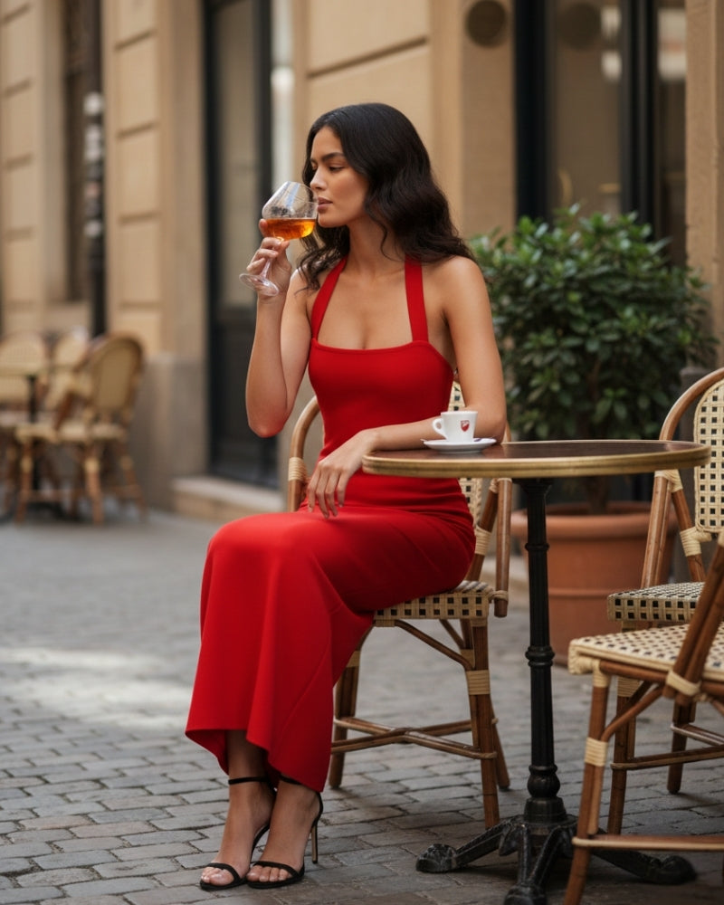 Women's Halter Neck Slim Fit Maxi Dress - photo 3