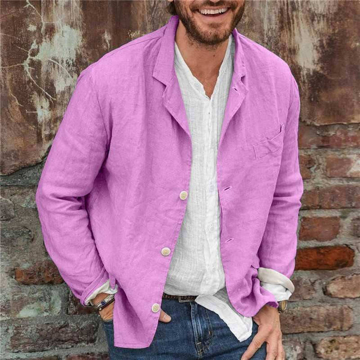 Veste décontractée en lin pour homme à la coupe décontractée