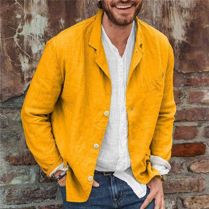 Veste décontractée en lin pour homme à la coupe décontractée