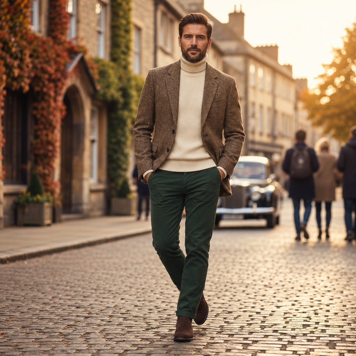 The Jefferson tweed blazer in Brown, street style