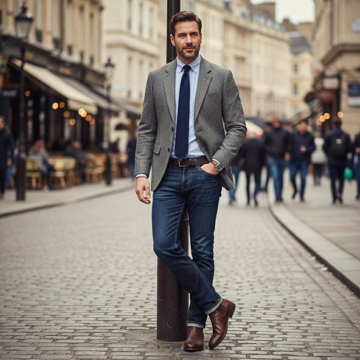 Blazer classique Jefferson pour homme en tweed à chevrons