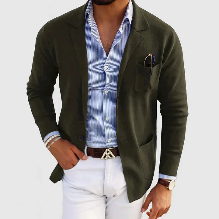 Blazer de punto tipo cárdigan casual con cierre de botones para hombre