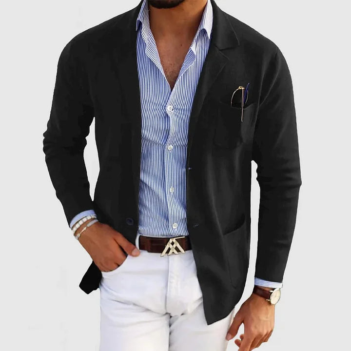 Blazer de punto tipo cárdigan casual con cierre de botones para hombre