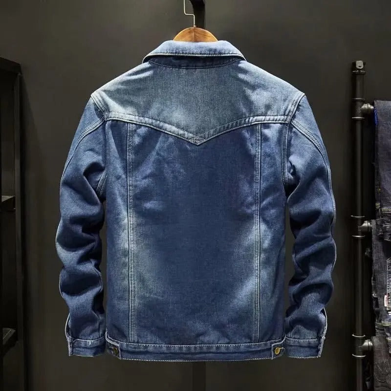 Men's Fleece-Lined Denim Jacket with Button Front - photo 5