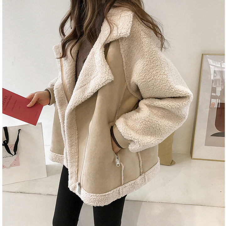 Debra - Abrigo extragrande de suave borreguito sintético para mujer