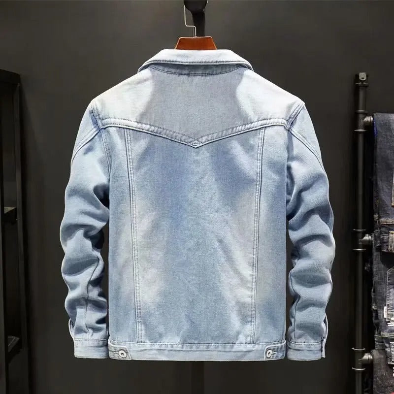 Men's Fleece-Lined Denim Jacket with Button Front - photo 4