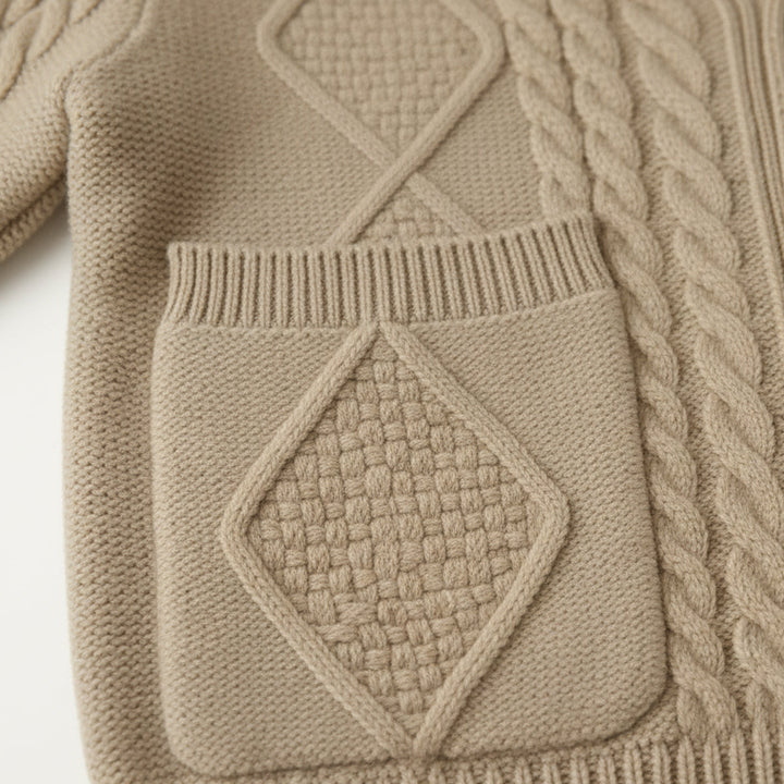 Men's Cashmere Cardigan with Button Front and Side Pockets