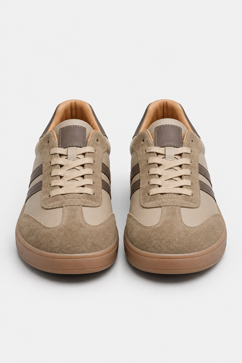 Men's Retro Striped Suede Trainers with Contrast Panels - photo 2