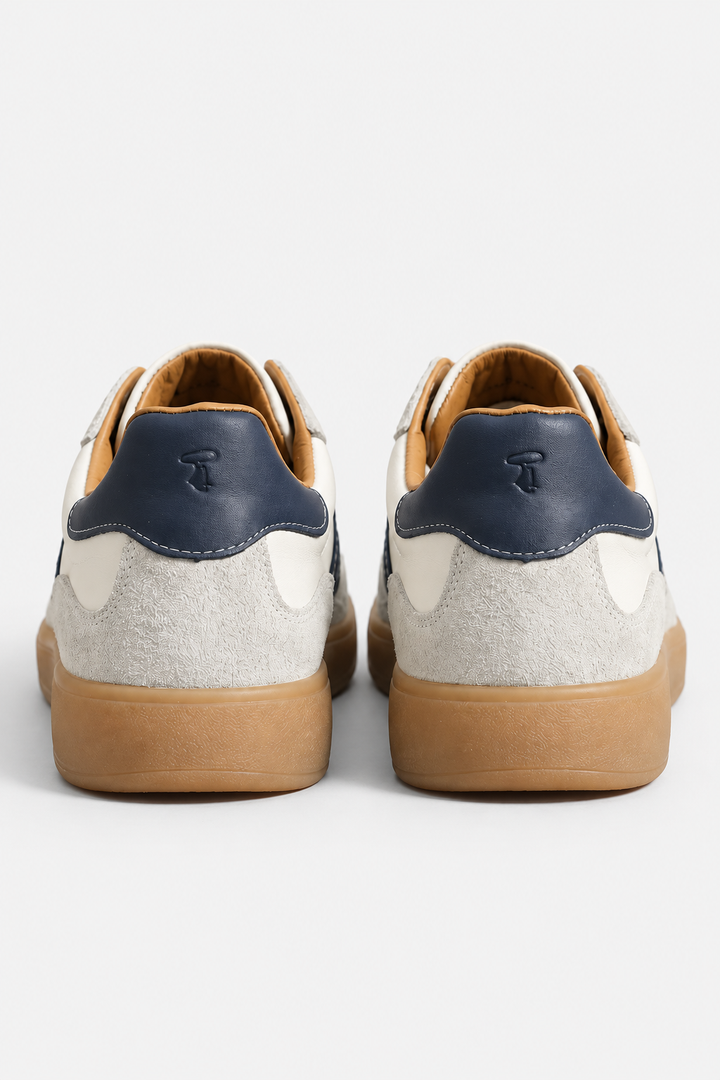 Men's Retro Striped Suede Trainers with Contrast Panels - photo 7