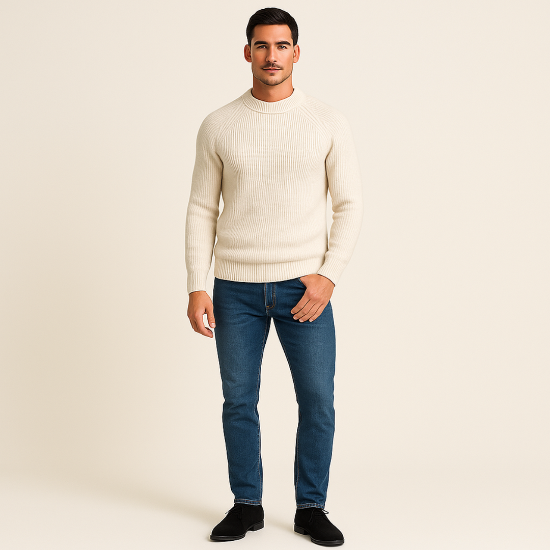 Men's Ribbed Knit Jumper with Crew Neck - photo 11