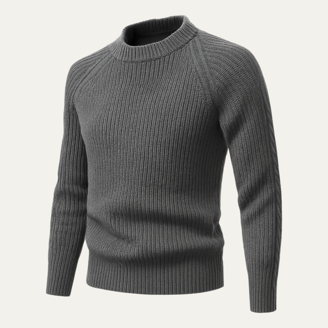 Men's Ribbed Knit Jumper with Crew Neck - photo 9