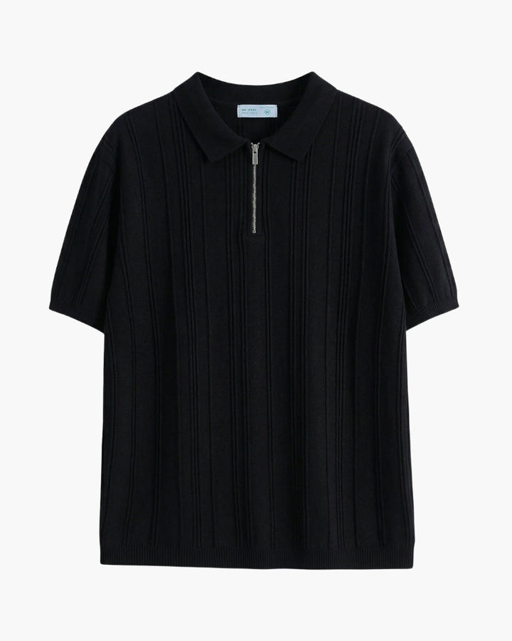 Men's Striped Zip-Front Polo Shirt - photo 1