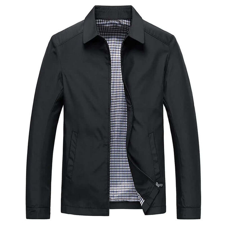 Chaqueta de hombre de manga larga con cuello y cremallera frontal