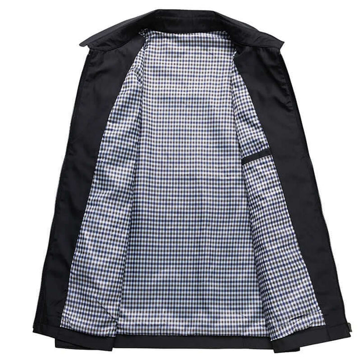 Chaqueta de hombre de manga larga con cuello y cremallera frontal