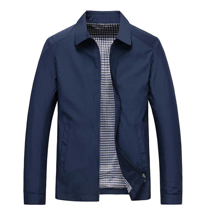 Chaqueta de hombre de manga larga con cuello y cremallera frontal
