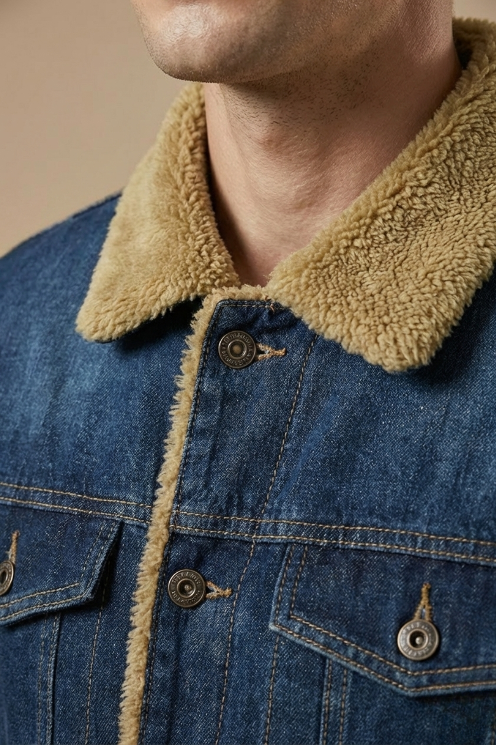 Chaqueta vaquera con cuello de sherpa para hombre