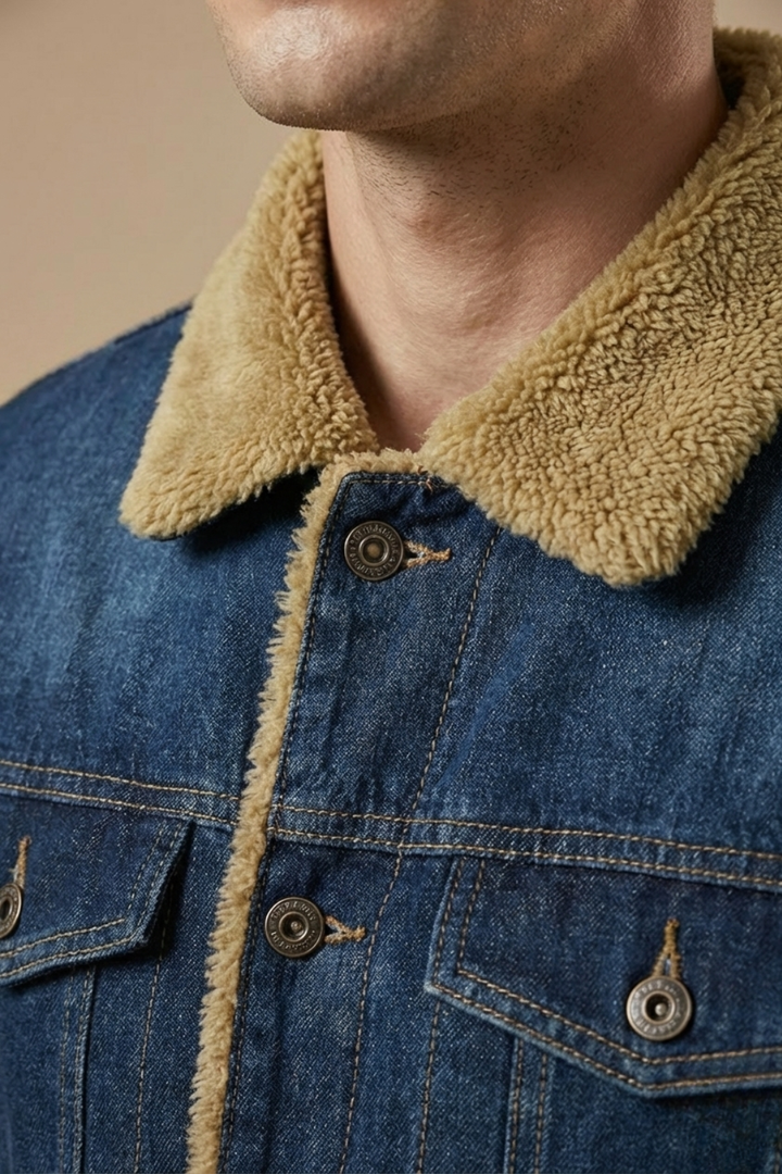 Chaqueta vaquera con cuello de sherpa para hombre