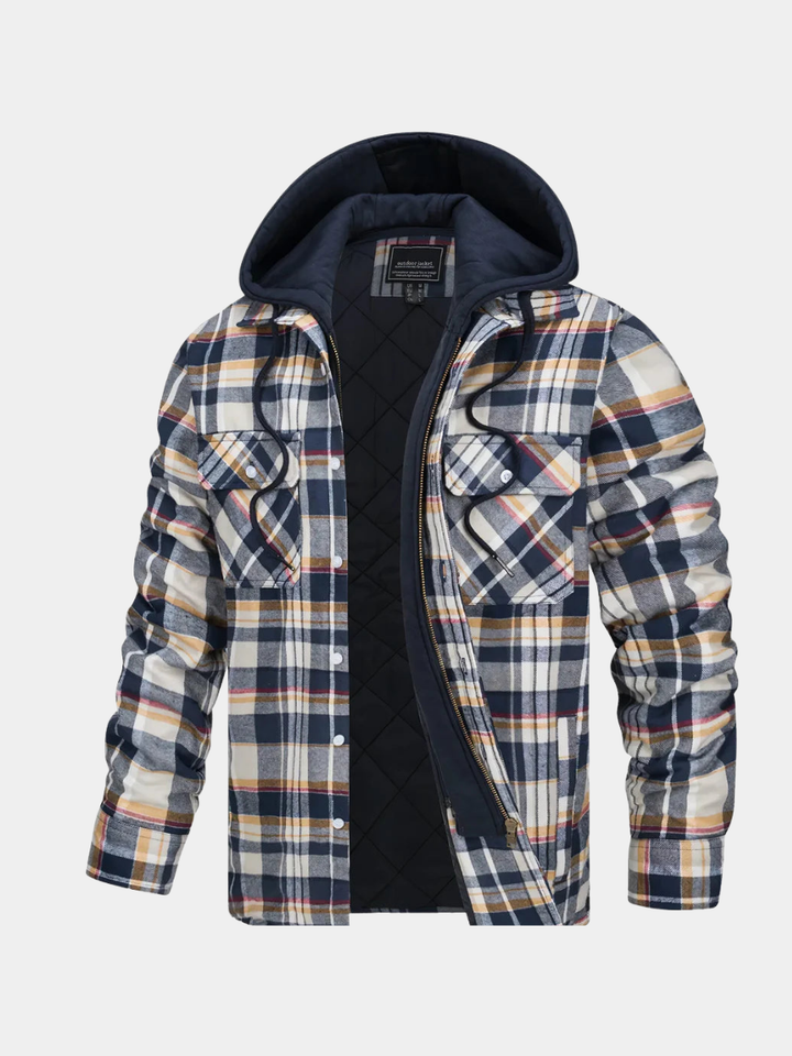 Gavin: chaqueta de invierno de cuadros para hombre con capucha forrada