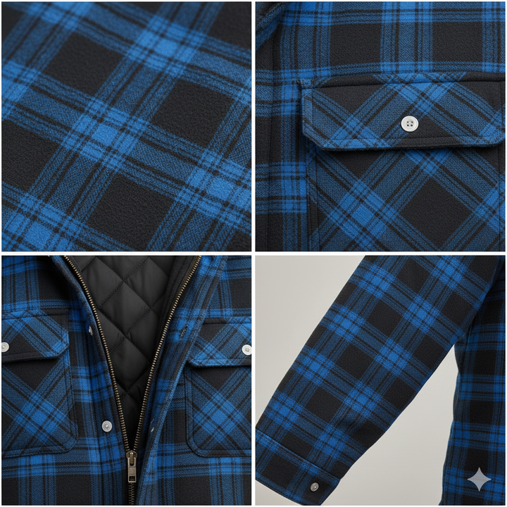 Gavin: chaqueta de invierno de cuadros para hombre con capucha forrada