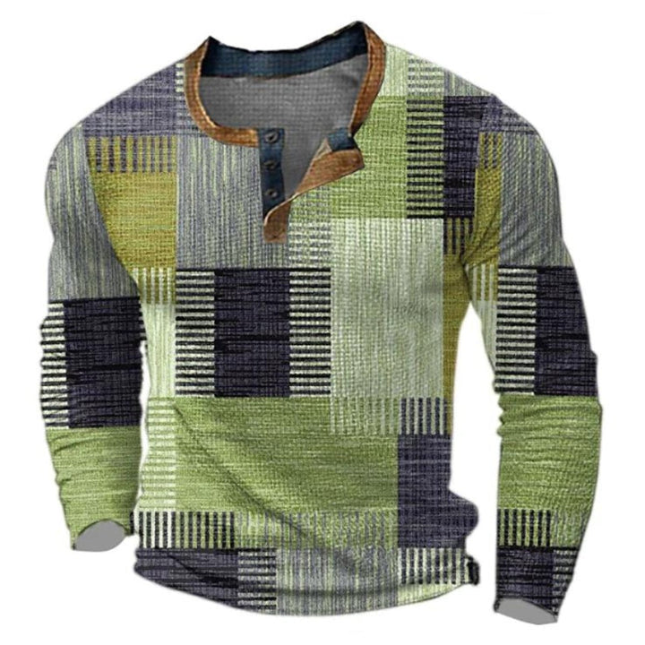 Nathan - Pull Henley homme à empiècements color-block avec patte de boutonnage