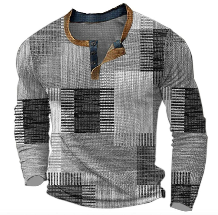 Nathan - Pull Henley homme à empiècements color-block avec patte de boutonnage