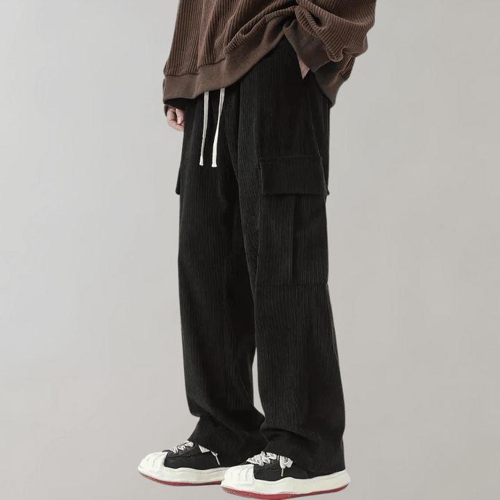 Alfie - Pantalones cargo de pana para hombre con cintura ajustable
