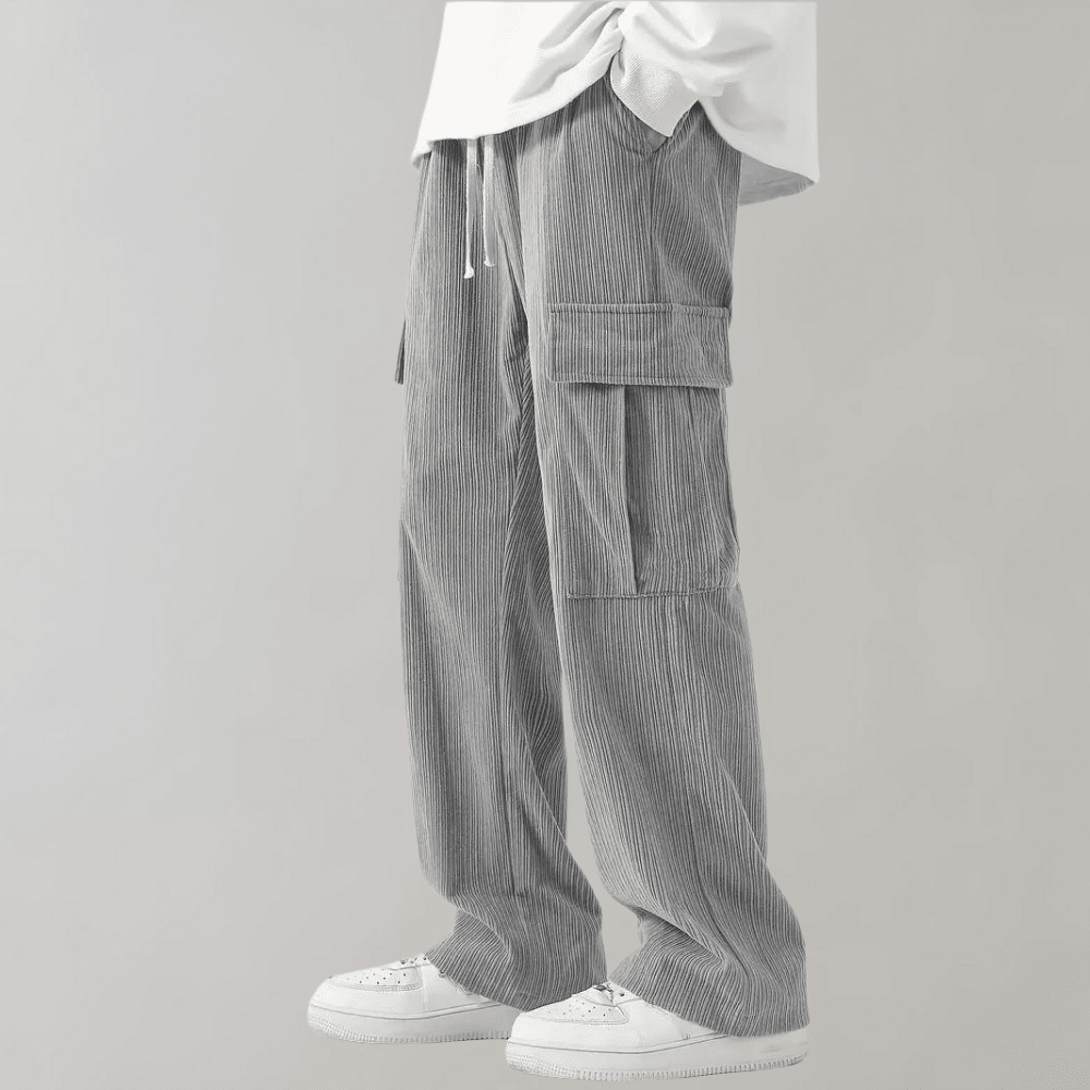 Alfie - Pantalones cargo de pana para hombre con cintura ajustable