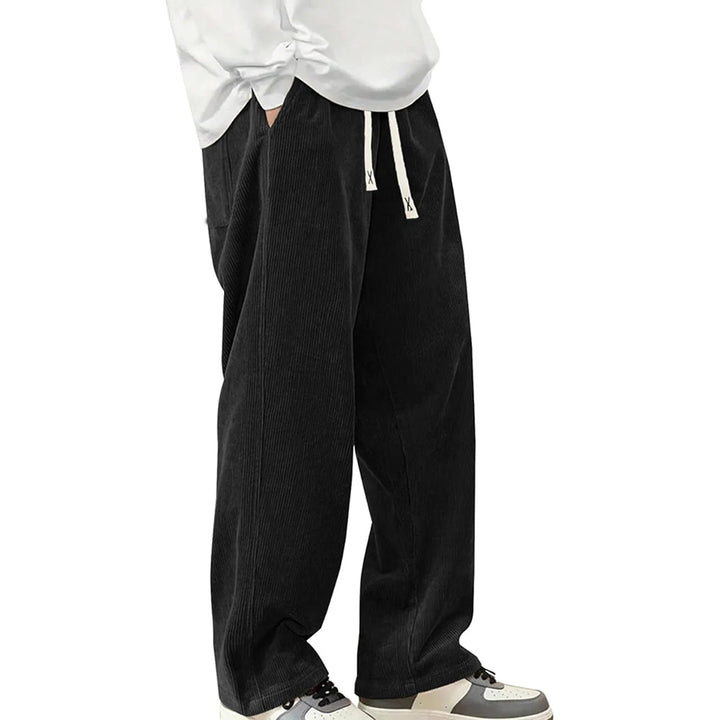 Ewan - Jogging homme en velours côtelé à jambes larges et taille à cordon