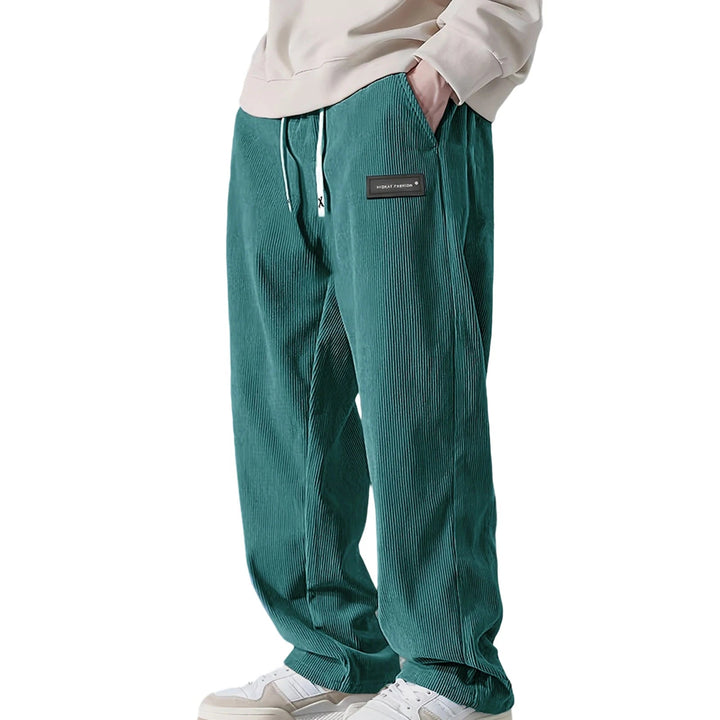 Ewan - Jogging homme en velours côtelé à jambes larges et taille à cordon