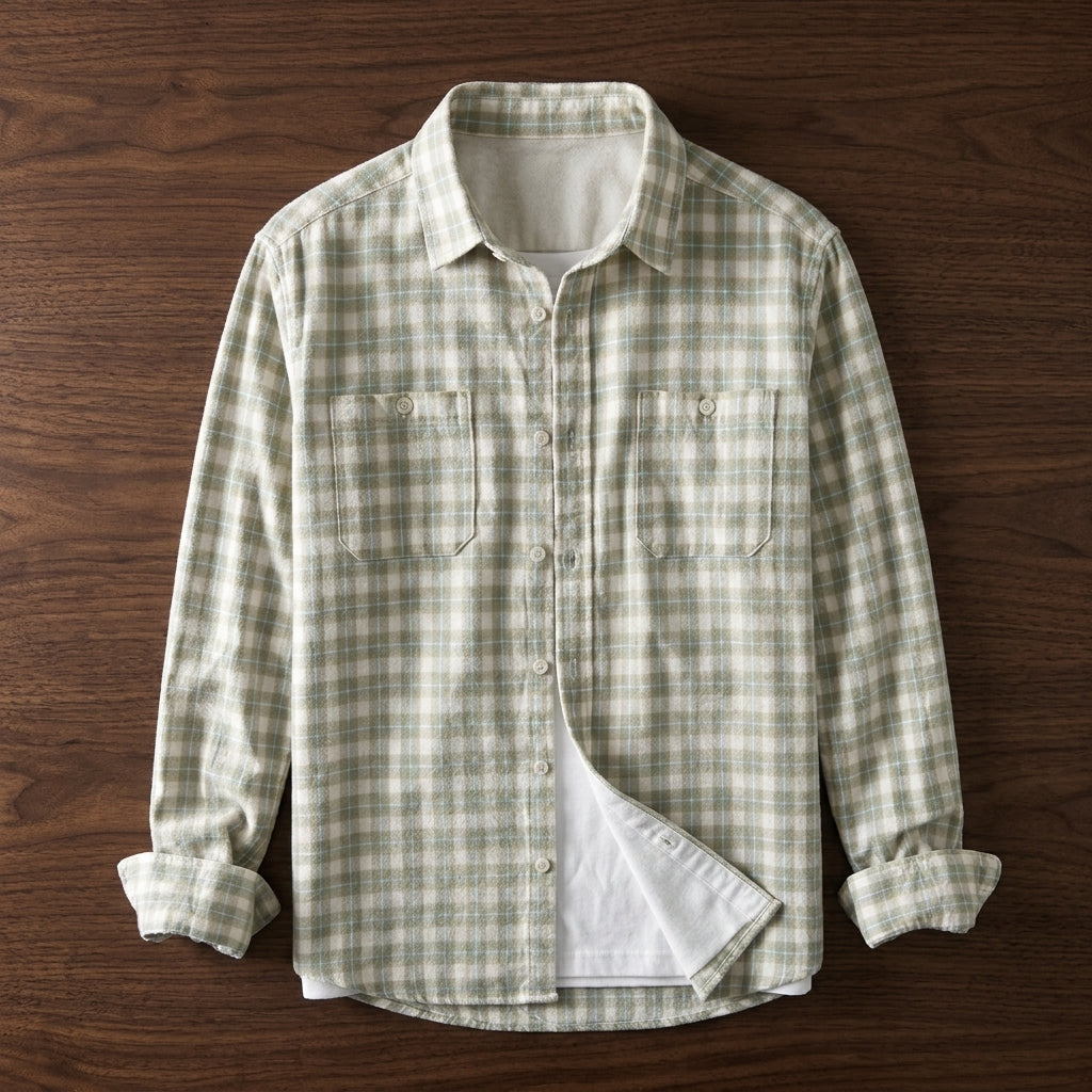 Alan - Camisa de franela de cuadros para hombre con bolsillos en el pecho