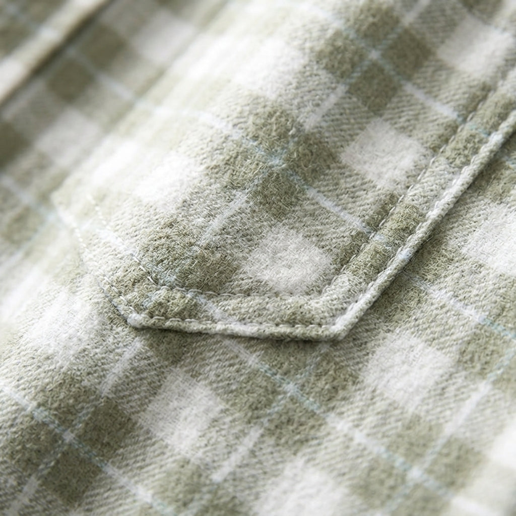 Alan - Camisa de franela de cuadros para hombre con bolsillos en el pecho