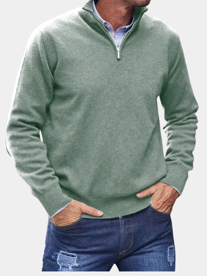 Graham – Pull pour homme à demi-fermeture éclair en maille douce