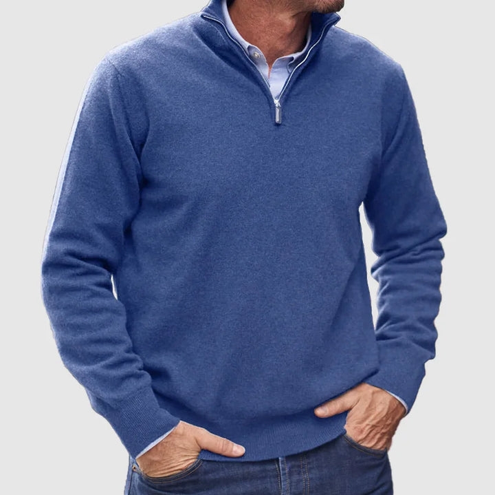 Graham – Pull pour homme à demi-fermeture éclair en maille douce