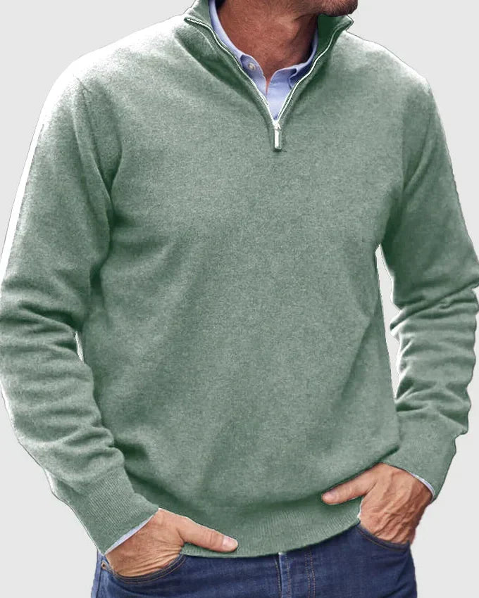 Graham – Pull pour homme à demi-fermeture éclair en maille douce