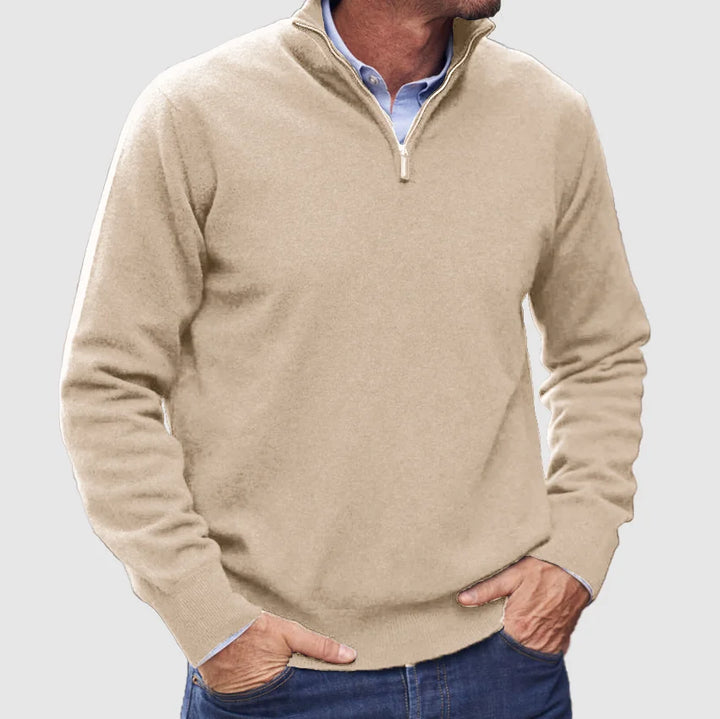 Graham – Pull pour homme à demi-fermeture éclair en maille douce