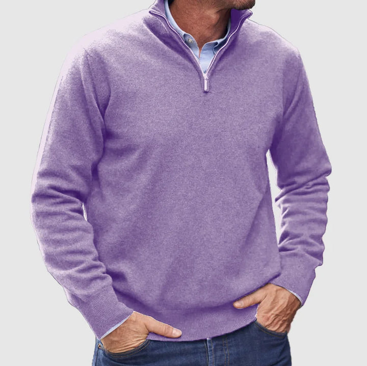 Graham – Pull pour homme à demi-fermeture éclair en maille douce