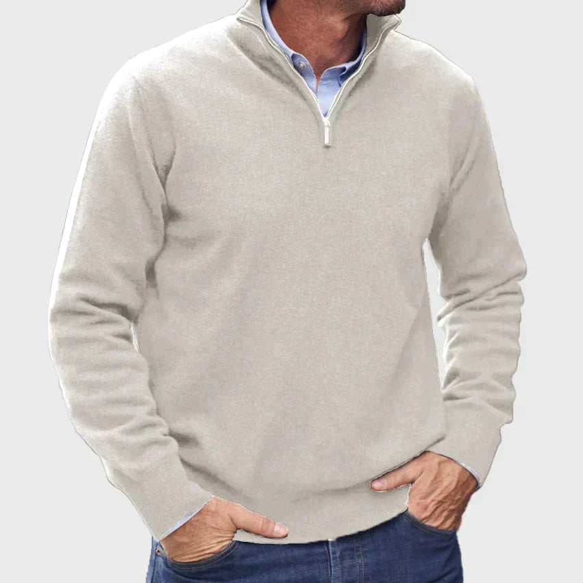 Graham – Pull pour homme à demi-fermeture éclair en maille douce