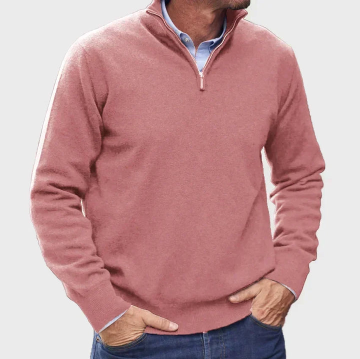 Graham – Pull pour homme à demi-fermeture éclair en maille douce
