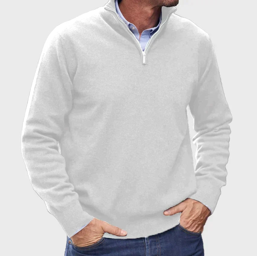 Graham – Pull pour homme à demi-fermeture éclair en maille douce