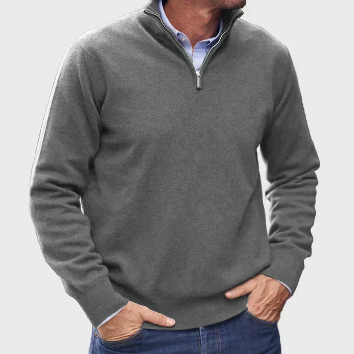 Graham – Pull pour homme à demi-fermeture éclair en maille douce