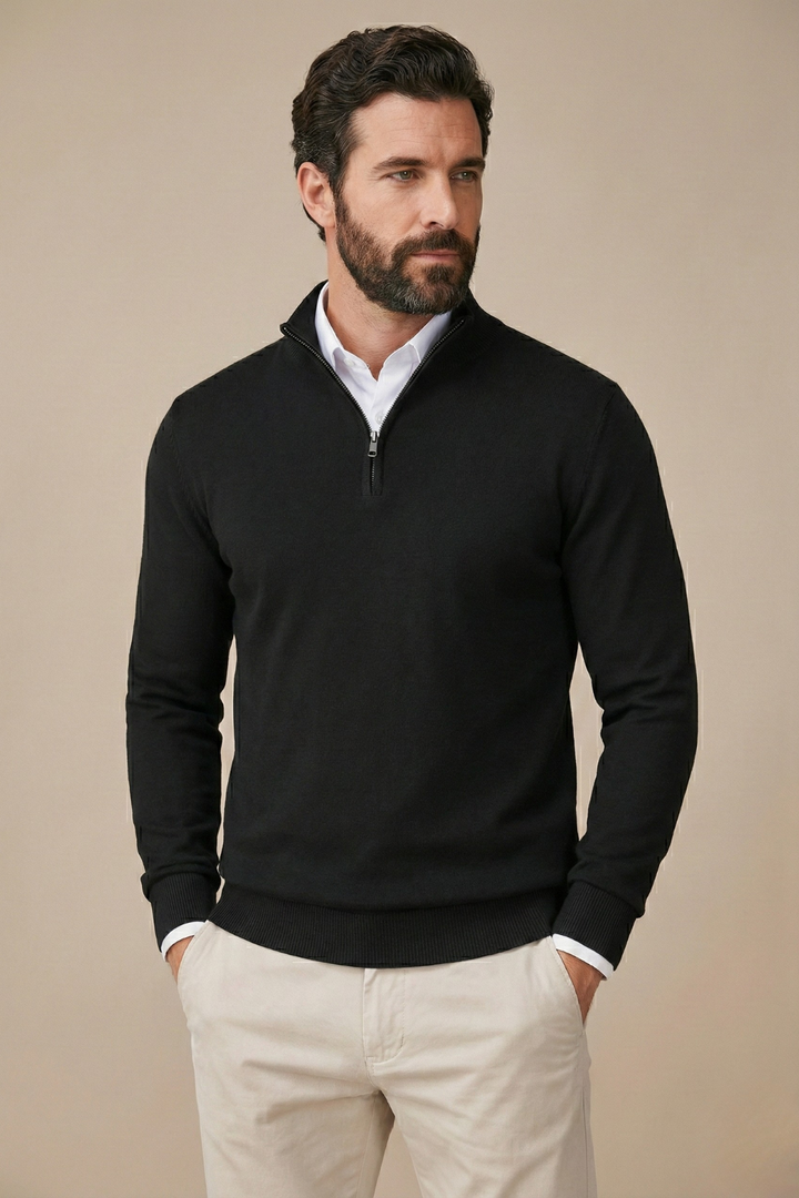 Felix - Pull pour homme à demi-zip et col montant