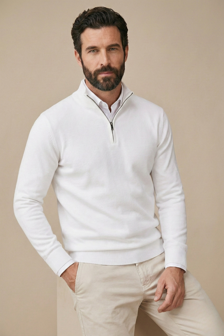 Felix - Pull pour homme à demi-zip et col montant