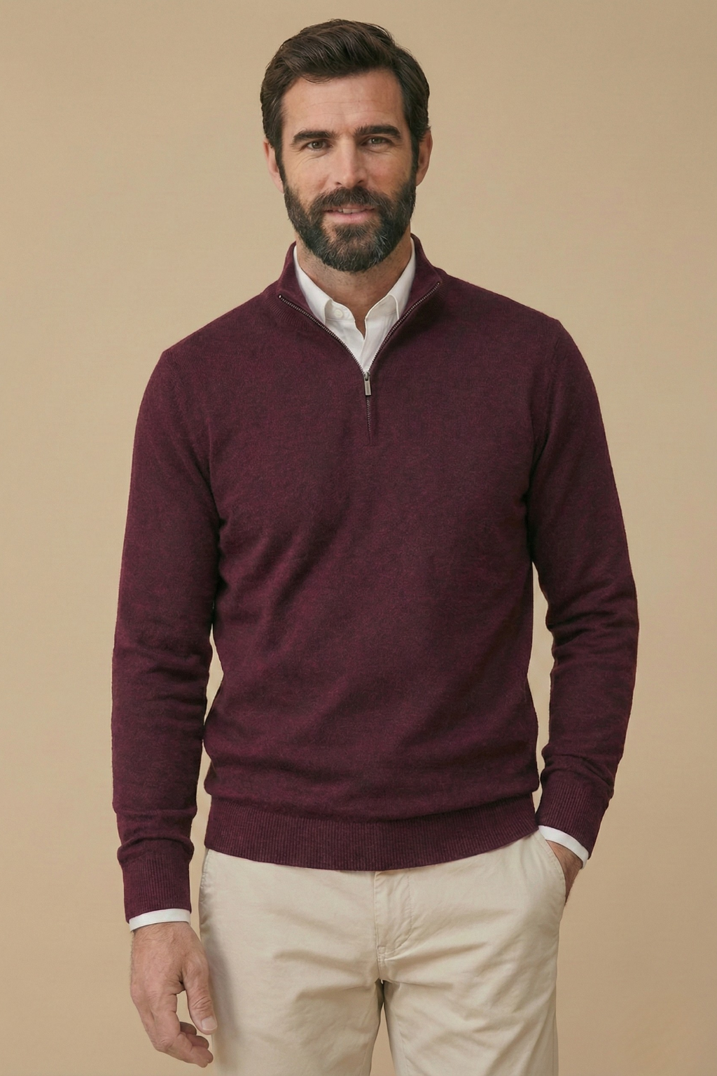 Felix - Pull pour homme à demi-zip et col montant