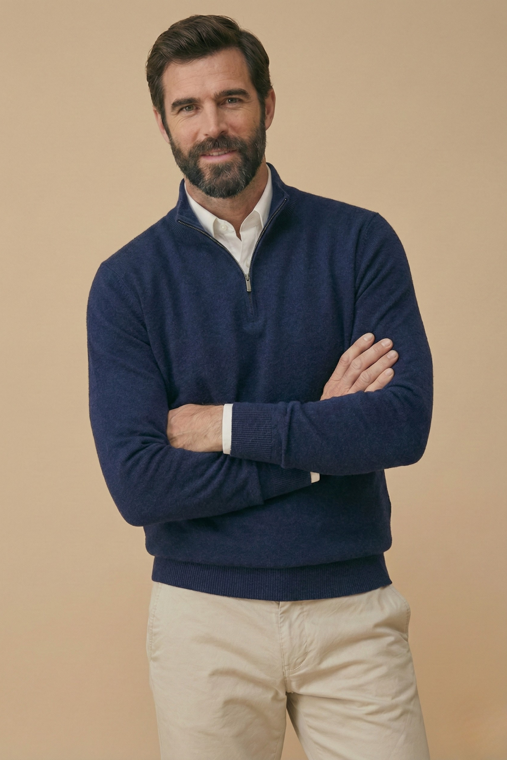 Felix - Pull pour homme à demi-zip et col montant
