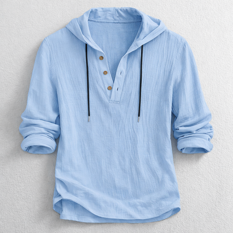 Colin - Haut homme à capuche style Henley avec encolure à cordon