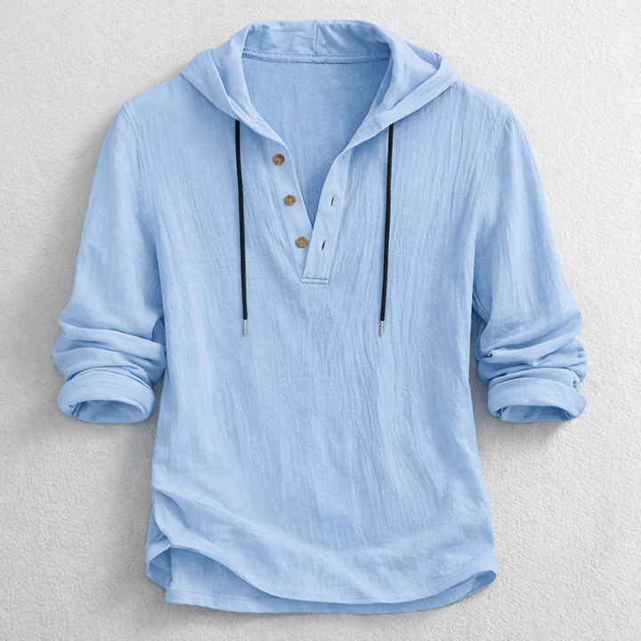 Colin - Haut homme à capuche style Henley avec encolure à cordon