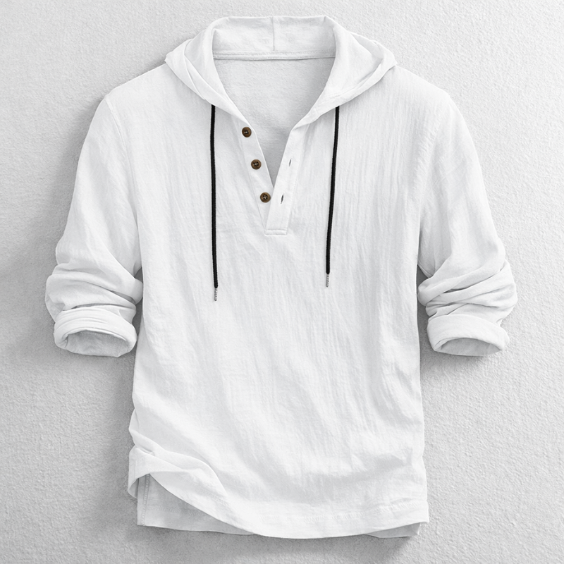 Colin - Haut homme à capuche style Henley avec encolure à cordon