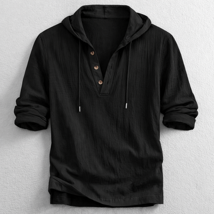 Colin - Haut homme à capuche style Henley avec encolure à cordon